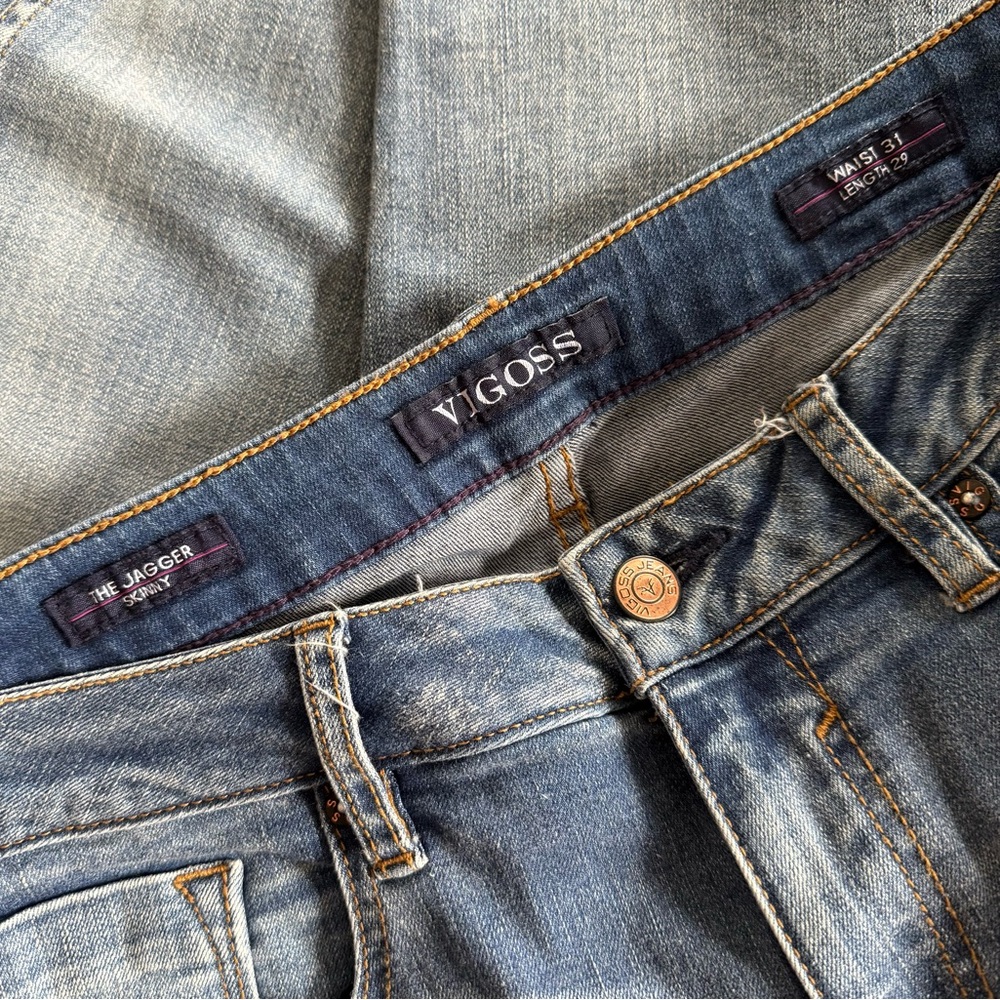 Vigoss Light Blue Wash Jagger Skinny Mid-Rise Denim Jeans Americana Streetwear - Picture 4 of 12